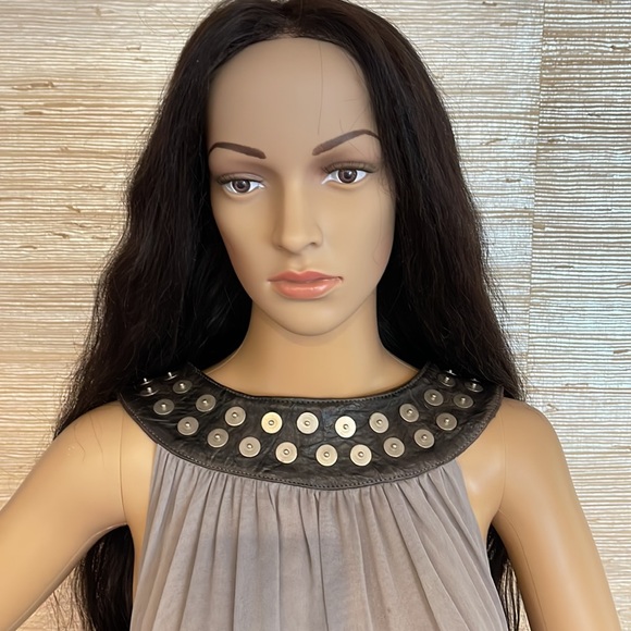 THOMAS WYLDE STUNNING SILK LEATHER MIDI DRESS - Picture 2 of 9